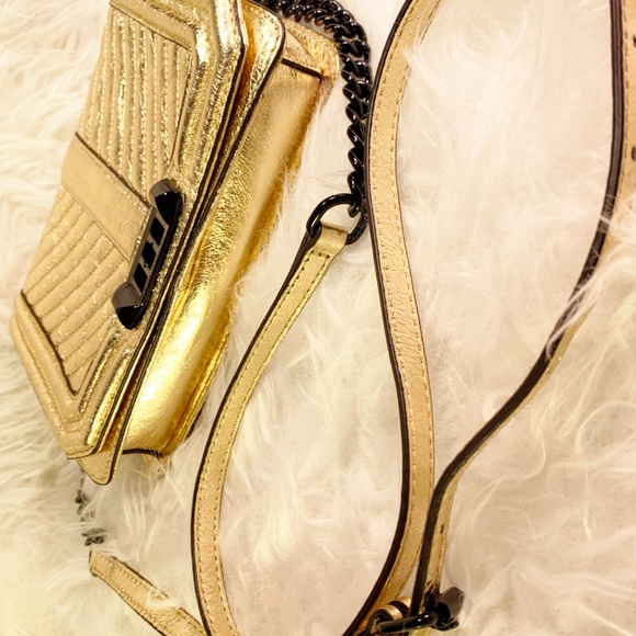 *NEW* REBECCA MINKOFF Love Crossbody Gold Gunmetal - Picture 5 of 5
